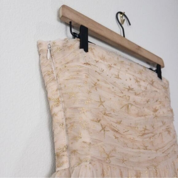 NWT BHLDN x Joanna August Brenda Star Strapless Midi Dress 8 Gold Bridal Tulle - Picture 13 of 14
